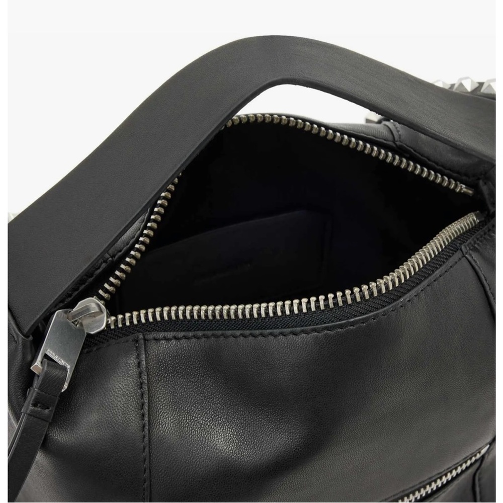 All Saints Studded Black Leather Shoulder Bag - Picture 2 of 7